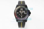 Kobe Bryant Blaken Rolex Black Dial Rainbow Bezel Black Rubber Replica Watch